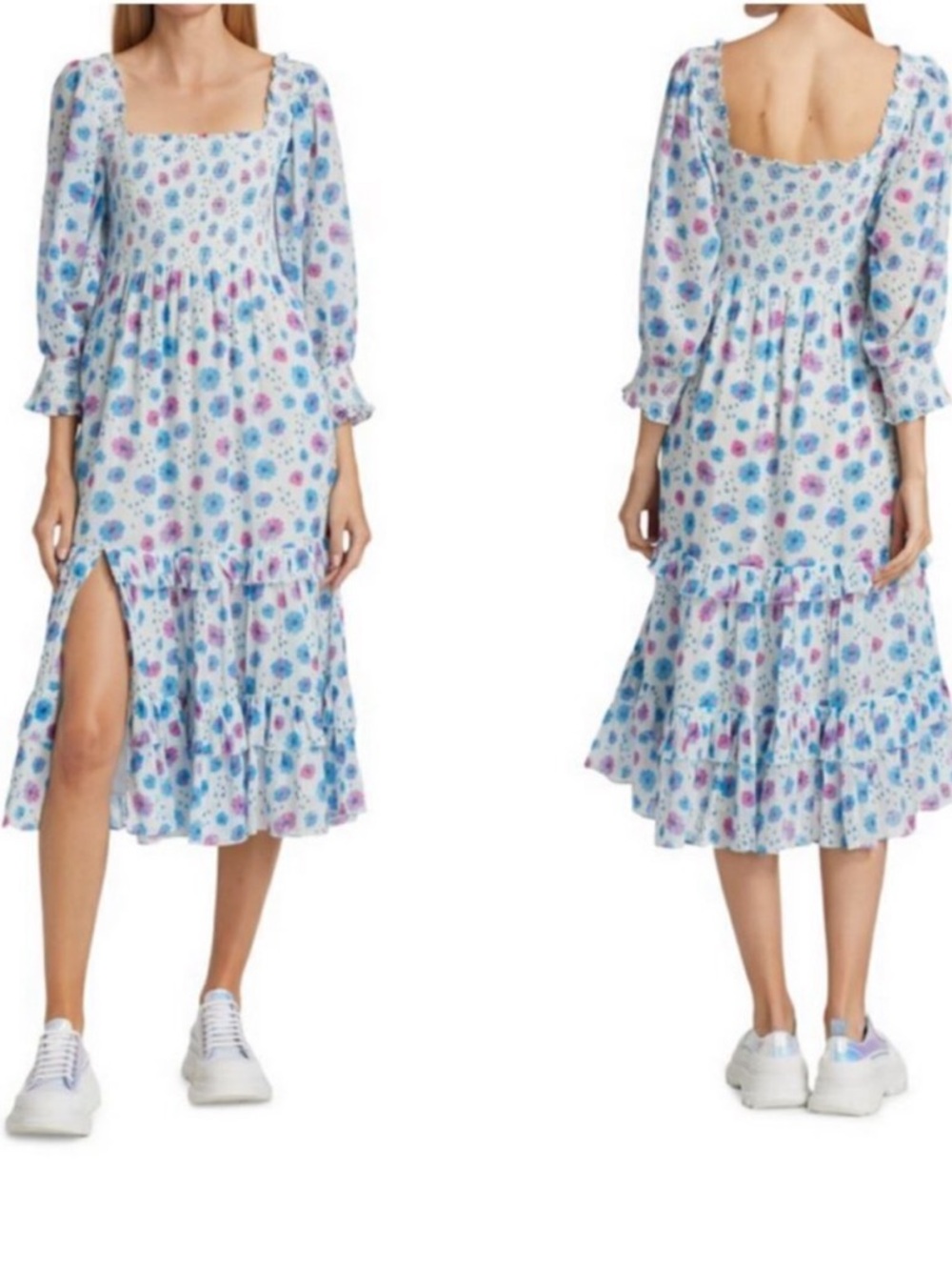 LoveShackFancy Miri Midi Dress Deep Cotton Candy White Size S - Picture 12 of 12